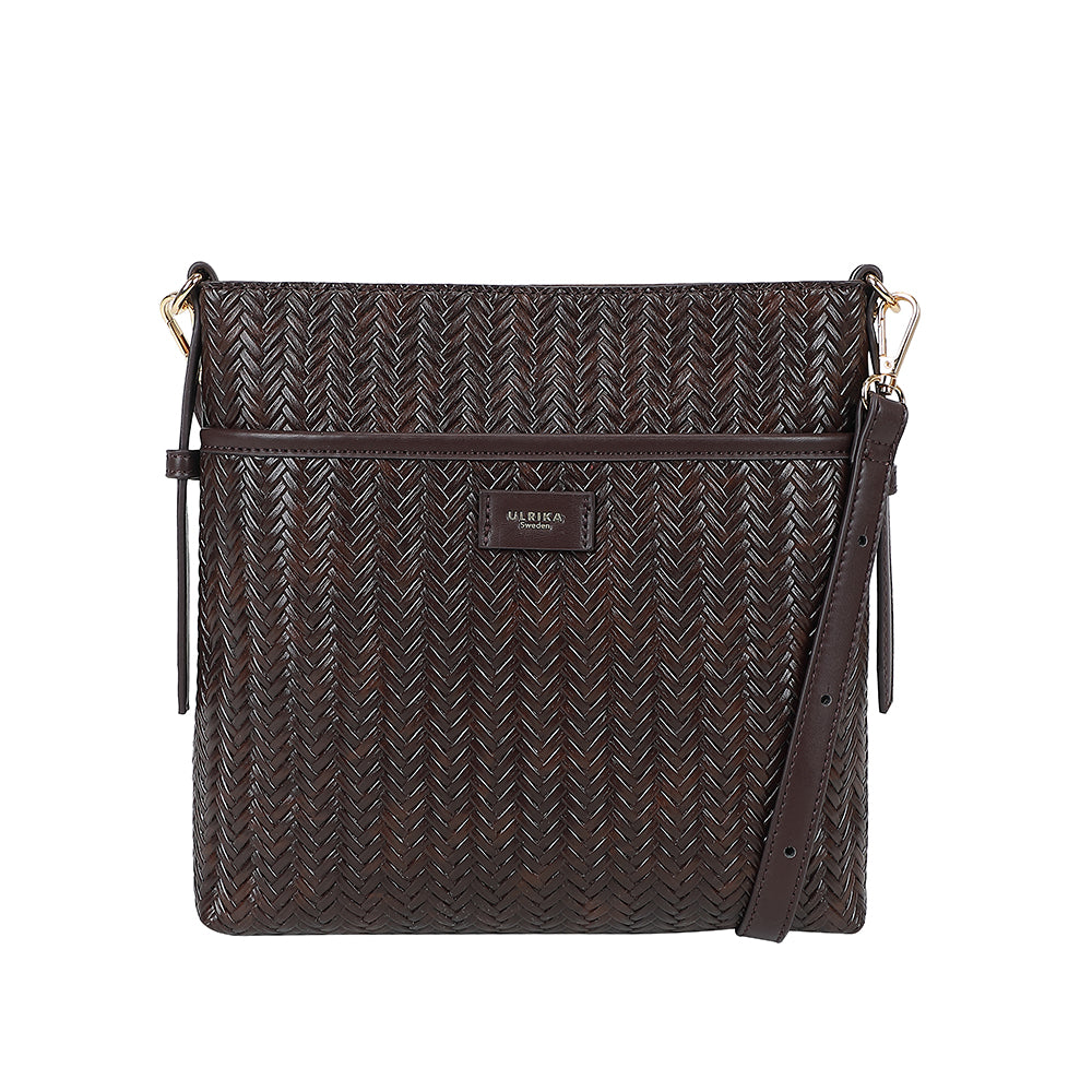 Ulrika Design Crossbody Braid mörkbrun