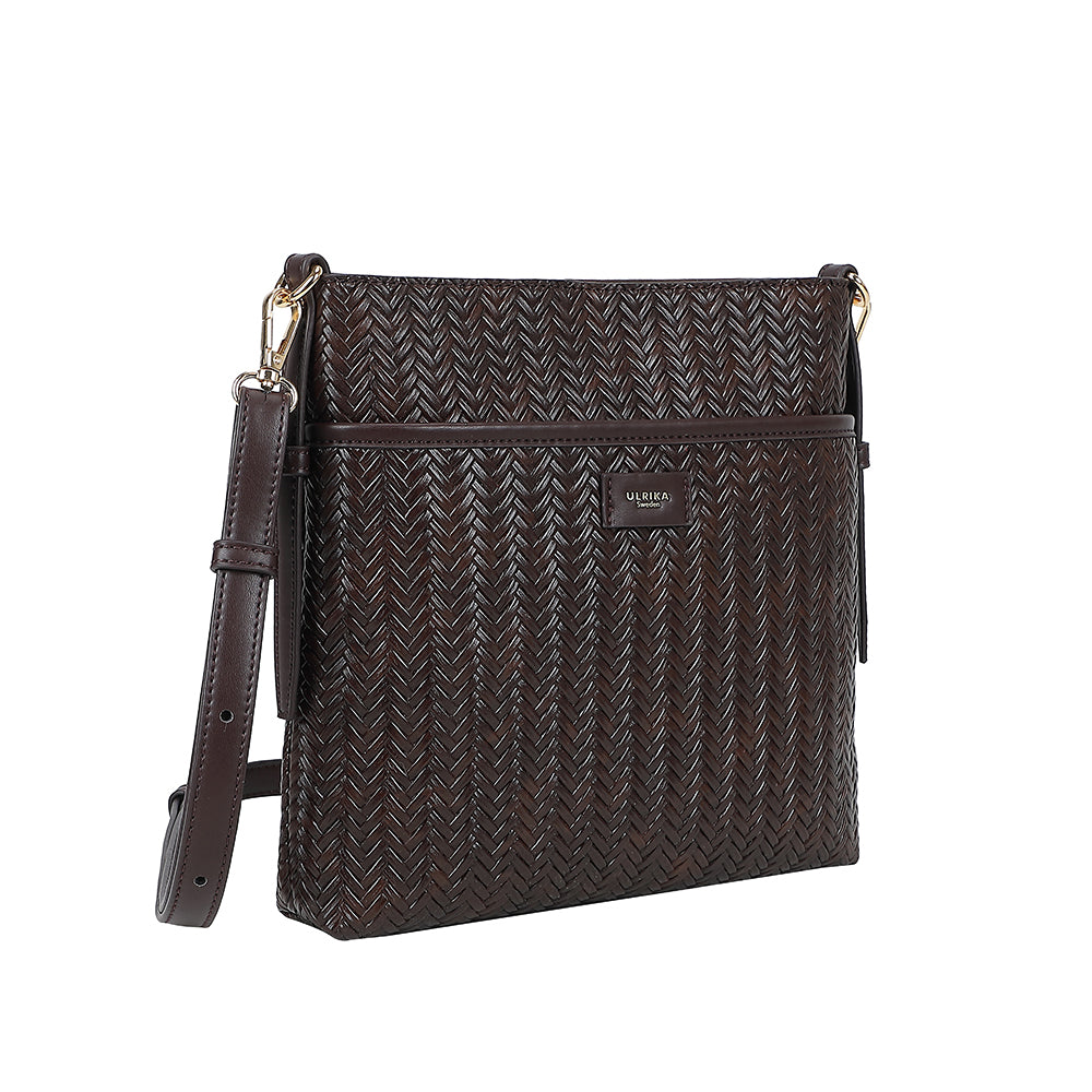Ulrika Design Crossbody Braid mörkbrun