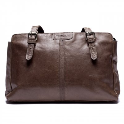 Springfield Handväska skinn mörkbrun