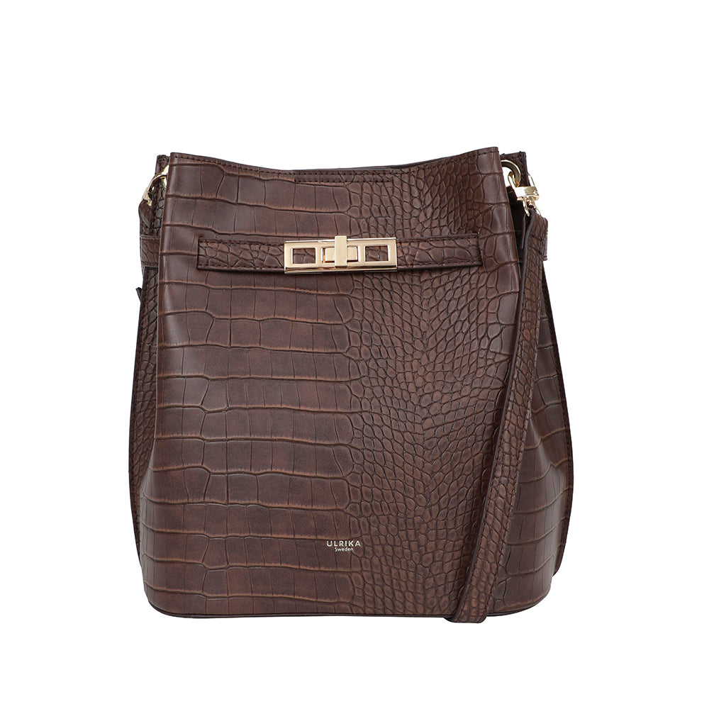 Ulrika Design Axelväska Croco brun