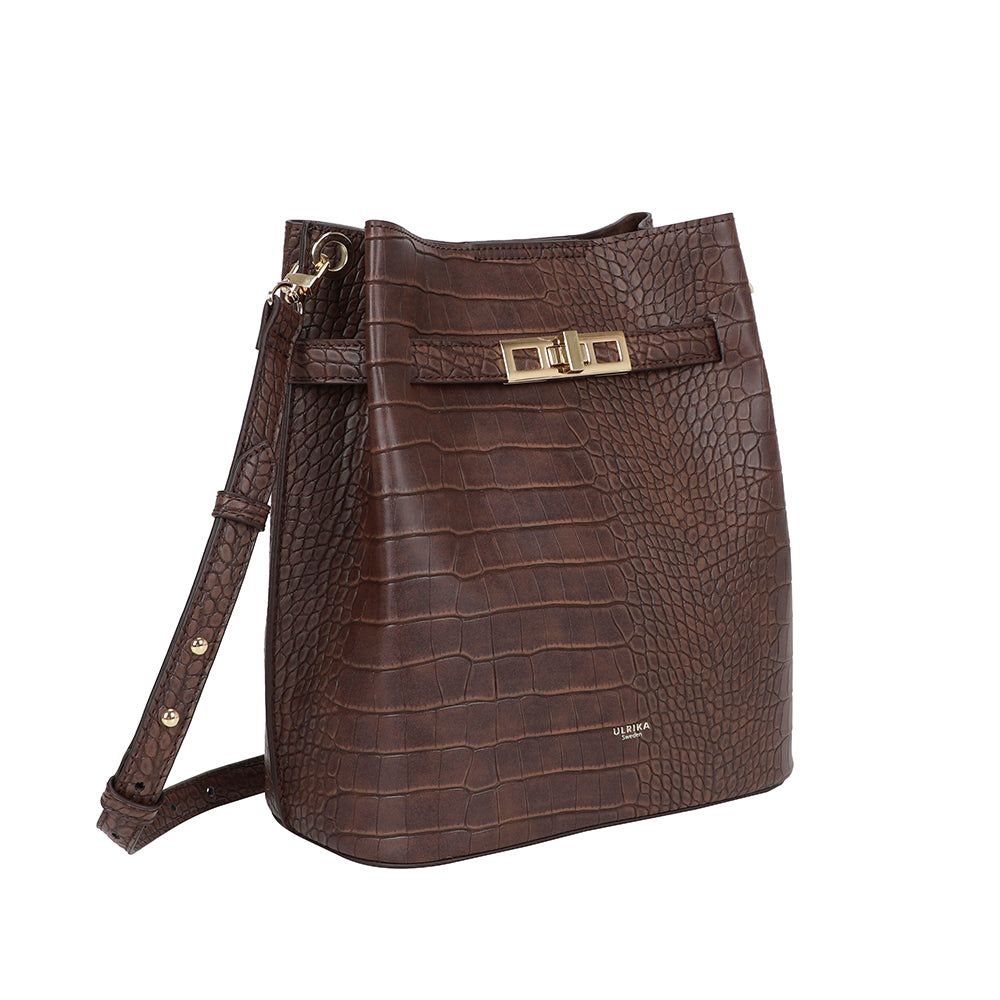 Ulrika Design Axelväska Croco brun