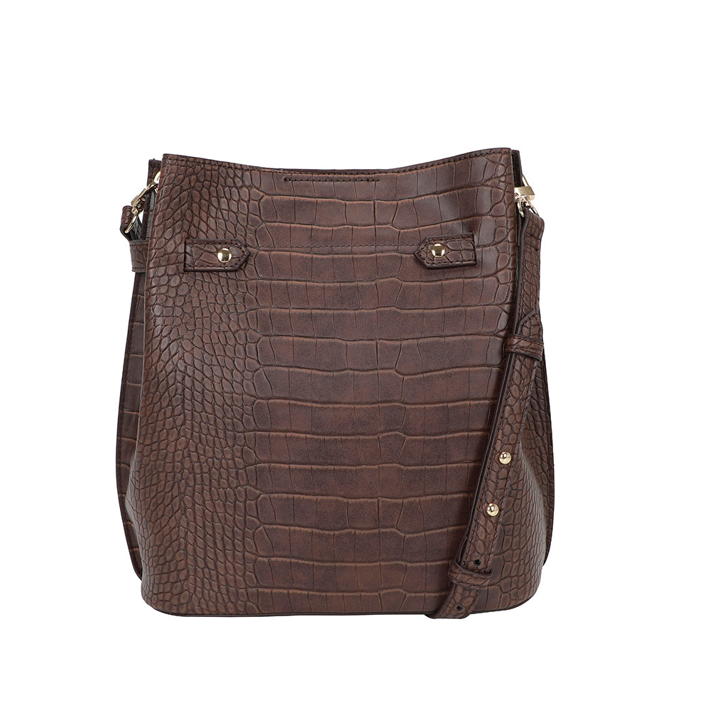 Ulrika Design Axelväska Croco brun