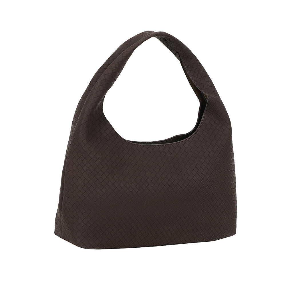 Ulrika Design Handväska Braid mörkbrun